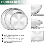 P&P CHEF 12 + 13.5 + 13.5 Inch Pizza Pan, 3 Pieces Stainless Steel Round Pizza Tray Dish Plate For Oven Baking Roasting, Healthy & Heavy Duty, Rust Free & Dishwasher Safe -Silver