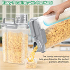 TBMax Rice Container 2 Pack, Airtight Cereal Container Oatmeal Storage with Easy-pouring Spout & Handy Cup for Flour Grain Beans, Pet Dog Cat Bird Food Storage Dispenser-Light Grey