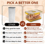 Airtight Bread Box - Clear Plastic Bread Keeper, Fresh Storage for Kitchen Countertop, Large Yellow