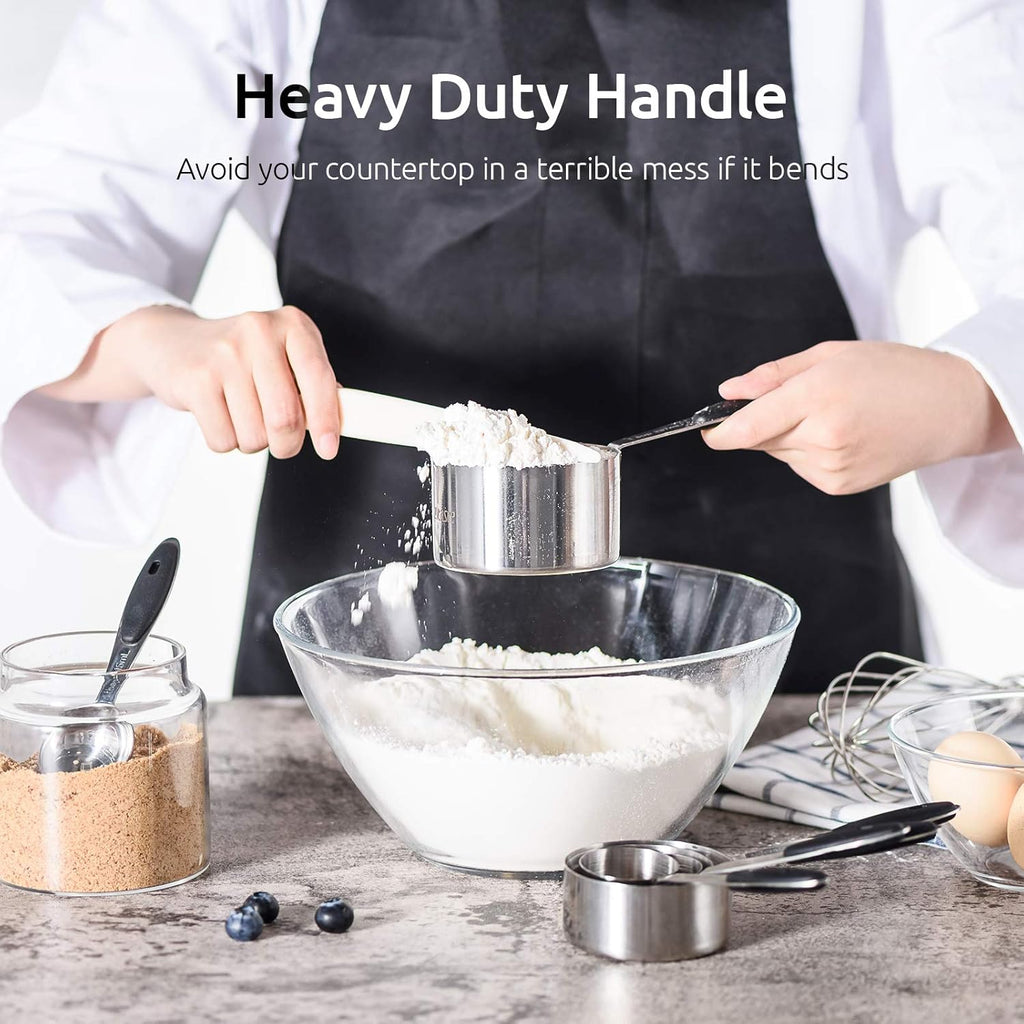 Measuring Cups : U-Taste 18/8 Stainless Steel Measuring Cups and Spoons Set of 10 Piece, Upgraded Thickness Handle(Black)