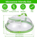 Steam And Reheat Microwave Cover, Microwave Splatter Cover, 2-In-1glass Microwave Cover For Food, Adjustable Steam Hole, Food Water Storage Box, Splash-Proof Design For Cooking (B)