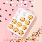Silicone Muffin Pans for Baking 1 Pack, 2.6 Inch with Metal Reinforced Frame, Regular Size Nonstick Silicone Cupcake Pan for Baking Homemade Muffins, Cupcakes, Dishwasher Safe BPA Free-Pink