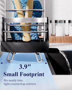 Kitsure Sponge Holder for Kitchen Sink - Space-Saving Kitchen Sink Caddy, Rustproof Metal Organizer with Removable Brush Holder, 7.9"×3.9"×5.3", Black