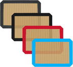 Small Silicone Baking Mats, Set of 4,11-4/5x8-1/4 Inch Quarter Sheet Size, Non Stick, BPA Free, 1/4 Baking Sheet Pan Liner for Cookies, Macaron, Bread, Pastry, Toaster (Multi Colors)