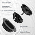 BOTEMY Garbage Disposal Strainer and Stopper with Decorative Flange - Fits Universal 3.5 Inch Standard Drain Hole, Removable Sink Drain Strainer and Stopper, Durable ABS Material (Black)