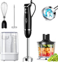 Sangcon 6-in-1 Immersion Blender Handheld, Hand Blender with Chopper & 34oz Blending Cup Storage Base, 2-Speed Adjustable Stick Blender,Stainless Steel Blades, Detachable Blender, Whisk, Milk Frother