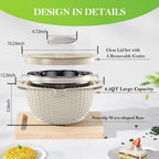 4-1 Colander with Bowl Set - Rotatable Strainers for Kitchen, Food Strainers and Colanders, Funny Presents for Women, Fruit Cleaner, Veggie Wash, Aesthetic Kitchen Gadget Essentials - Beige