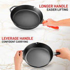 NutriChef 10 Inch Cast Iron Skillet with Lid - Pre-Seasoned Small Fry Pan with Side Drip Spout and Silicone Handle