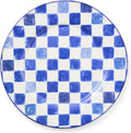 MACKENZIE-CHILDS Round Platter, Dishwasher-Safe and Microwave-Safe Stoneware Serving Platter, Indigo Check