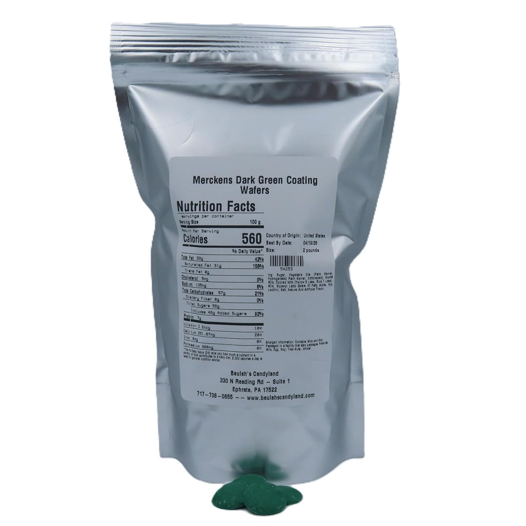 MERCKENS Coating Wafers, Dark Green Melting Chocolate, 2 Pound Package