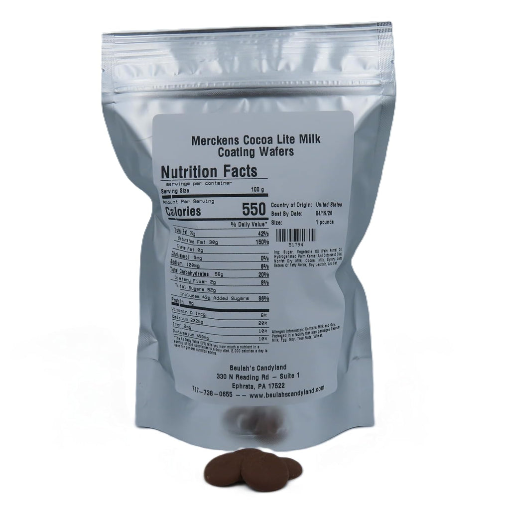 MERCKENS Coating Wafers, Milk Melting Chocolate, Cocoa Lite, 1 Pound Package