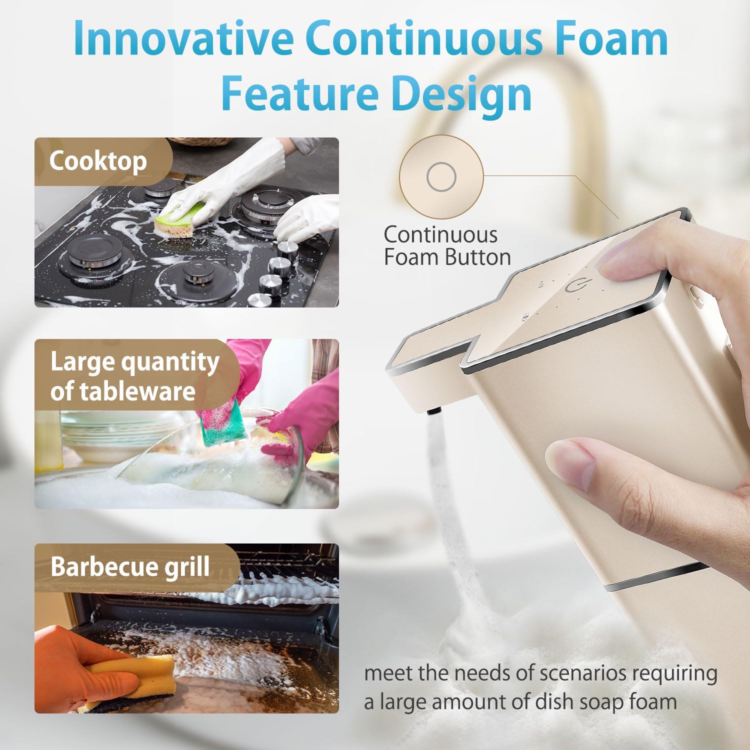 Automatic Soap Dispenser Touchless Foaming Soap Dispenser 300ml/12.8oz Rechargeable, Wall Mounted 4 Levels Adjustable Foam Soap Pump for Bathroom Kitchen Dish Soap