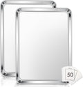 Large Baking Sheet, E-far 18”x13” Stainless Steel Cookie Sheet Pan for Oven with 50 Parchment Paper, Rectangle Metal Baking Tray for Roasting, Rust Free & Heavy Duty, Dishwasher Safe-2 Pack
