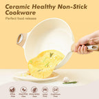 SENSARTE Ceramic Nonstick Frying Pan Skillet with Lid, 10.5 Inch Deep Frying Pan, 3.8 Qt Saute Pan, Induction Pan, Healthy Non Toxic Cooking Pan with Helper Handle, PFOA PFAS PTFE Free