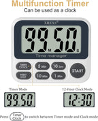 XREXS Digital Kitchen Timer, Magnetic Countdown Up Cooking Timer Clock with Large LCD Display, Adjustable Volume, Loud Alarm & Strong Magnet Classroom Timer for Teachers (Batteries Included)