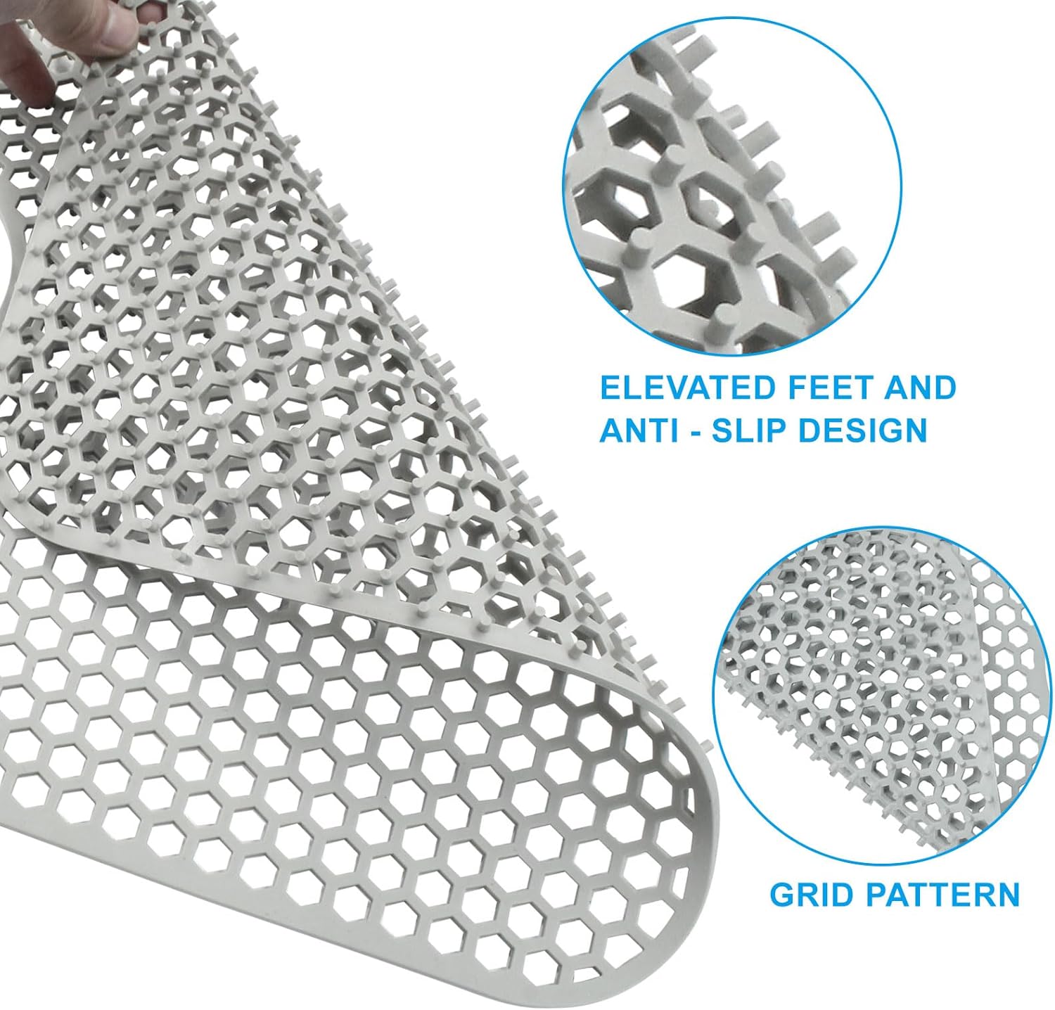 1 Pack Silicone Sink Mat, Center Drain Non-slip Sink Protectors Large Kitchen, Heat Resistant Mat Liner for Farmhouse Stainless Steel Porcelain Bottom