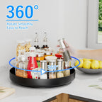 Ovicar Lazy Susan Turntable Organizer - 13 inch Rotating Spice Rack Metal Lazy Susan for Cabinet Pantry Kitchen Countertop Bathroom Refrigerator Table Storage, Black