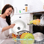 Universal Lid for Pots Pans and Skillets - One Lid Fits All 8.25-12 Inch Pots Frying Pans Skillets Woks, Replacement Pot Lid with Upgraded Heavy Duty Heat Resistant Silicone Handle, Gray