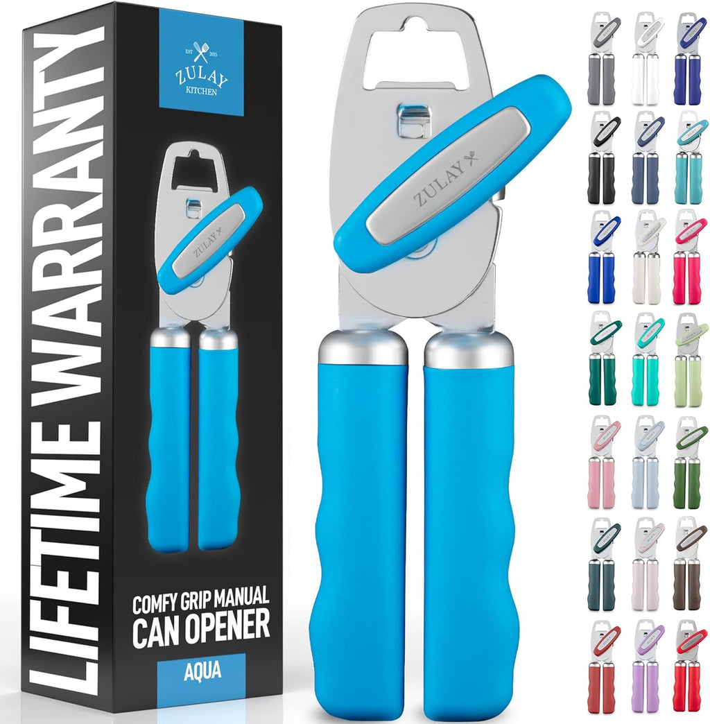 Zulay Kitchen Manual Can Opener with Bottle Opener with Turn Knob