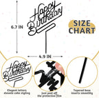 1 PCS Black Happy Birthday Cake Topper, 4.9 x 6.7 Inches Classic Birthday Cake Toppers, Acrylic Happy Birthday Cake Sign, Anniversary Cake Decorations for Party Supplies and Photo Booth Props