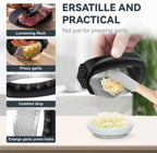 2 Pack Garlic Press Rocker Set – Innovative Stainless Steel Garlic Mincer & Crusher with 2 Peelers, 2 Scrapers, and 2 Brushes for Effortless Garlic Prep | Complete Garlic Tool Kit (BLACK)