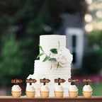 36 PCS Wedding Cupcake Toppers in Wood Rustic Wedding Cake Decoration