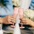 Plastic Champagne Flutes, 12PCS Rose Gold Plastic Wine Glasses Goblets Reusable Champagne Flute for Weddings, Bachelor Parties, Toasting, and Events(12,Rose Gold)