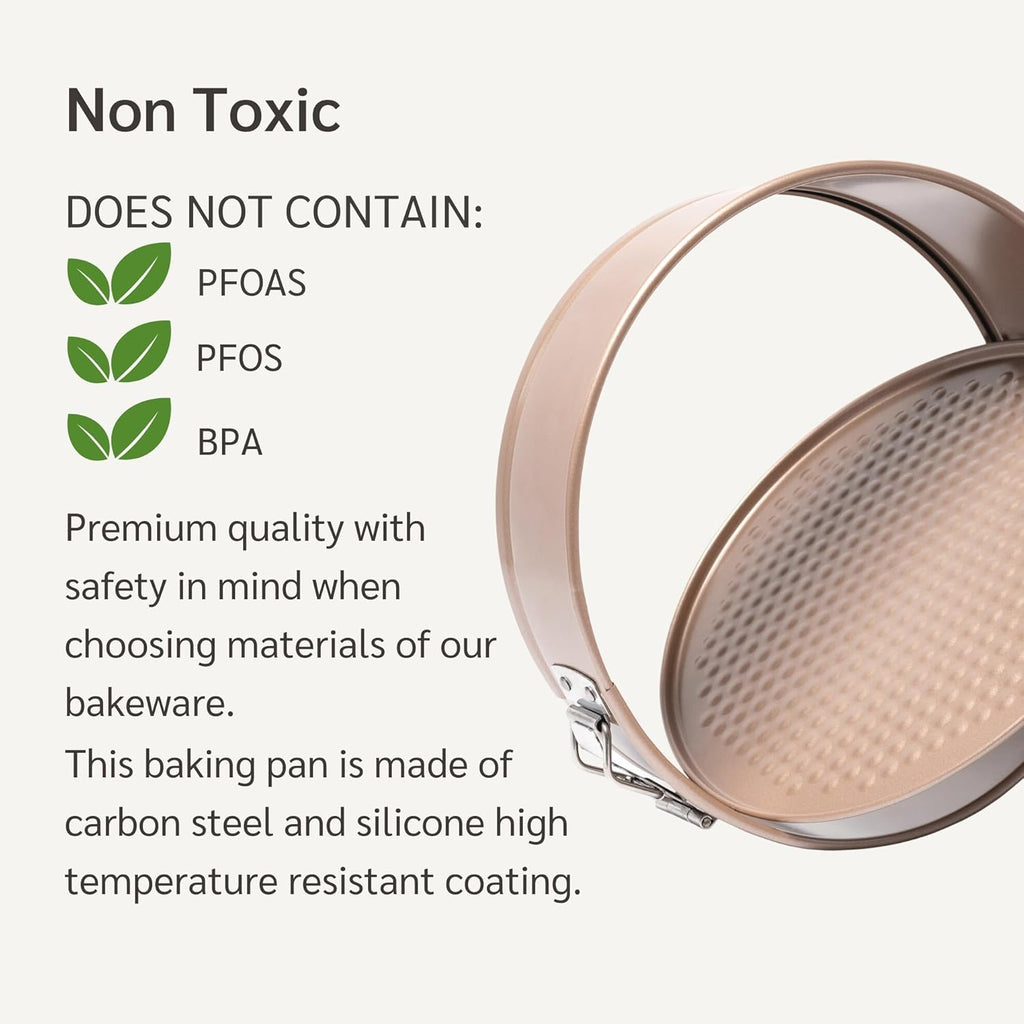 Nonstick 8 Inch Springform Cheesecake Pan | PFOA & BPA Free Non Toxic Spring Form Cake Mold | Best Nontoxic Non Stick Springform Pans for Baking | Leakproof Cake Tin