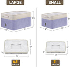 BALEINE 4 Pack Fabric Storage Bins for Shelves, Linen Storage Baskets for Organizing, Decorative Closet Bins for Clothes, Home (Lavender, 15''x11''x9.5'')