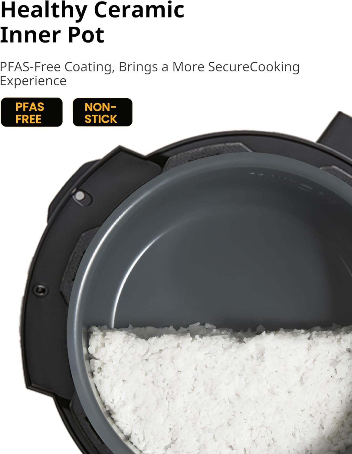 COMFEE’ Pressure Cooker 6 Quart with 13 Cooking Functions, Olla de Presion Non-Stick Pot Yogurt Maker Rice Cooker Slow Cooker Sauté Steamer, Healthy Ceramic Inner Pot