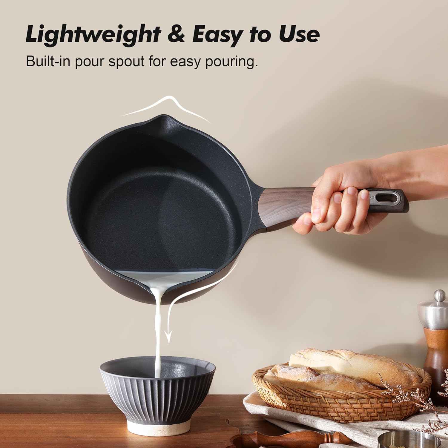 SENSARTE 2.0 & 3.0 Quart Sauce Pan Sets with Lid, Cooking Pots Set, Nonstick Saucepan Set with Pour Spout, Small Kitchen Pot, Non toxic Saucepot, Induction Comptable, Easy to Clean, PFOA Free