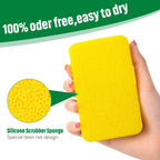 Patelai 10 Pieces Silicone Dish Sponge Silicone Scrubber Reusable Kitchen Scrubbing Cleaning Sponge Soft Dish Scrubber for Fruit Vegetable(Square Sponge)