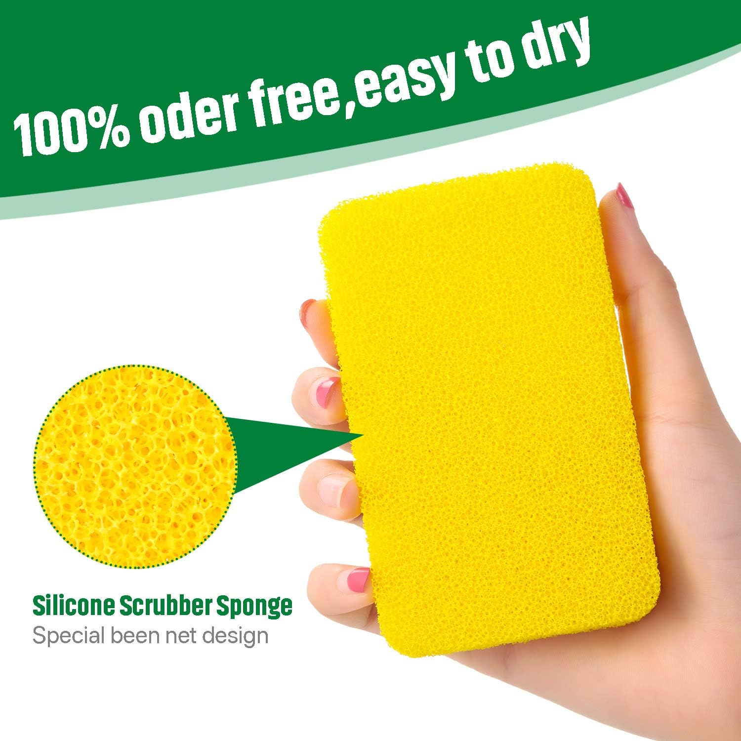 Patelai 10 Pieces Silicone Dish Sponge Silicone Scrubber Reusable Kitchen Scrubbing Cleaning Sponge Soft Dish Scrubber for Fruit Vegetable(Square Sponge)