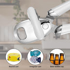 Multi-function Manual Can Opener Bottle Opener, Oversized Hand-held Easy Rotary Knob, Safe Cut Can Opener with Non-Slip Handle, Smoother Cut Sharp Blade for Seniors Kitchen Tool, White