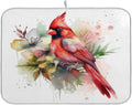 Cute Cardinal Christmas Dish Drying Mat for Kitchen Counter Absorbent Microfiber Drying Pad, Large 18x24 in, Reversible Drainer Mats