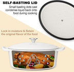 E-far 7QT Oval Dutch Oven Pot with Lid, Enameled Cast Iron Dutch Oven with Dual Handles for Sourdough Bread Baking Cooking, Nonstick Enamel Coated Cookware(White), Non-Toxic & Easy Clean