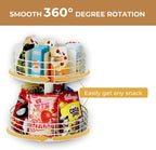 Snack Organizer - Versatile Snack Storage 2 Tier Lazy Susan with Convenient Grab-and-Go Design, Metal Snack Holder for Home, Office, Breakroom, 12.13" L x 12.13" W x 12.56" H (Matte White)
