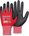 KAYGO Safety Work Gloves MicroFoam Nitrile Coated-3 Pairs, KG18NB,Seamless Knit Nylon Glove with Black Micro-Foam Nitrile Grip,Ideal for General Purpose,Automotive,Home Improvement,Red X-large