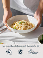 DOWAN 8.5" Pasta Bowls Set of 4, 30oz White Ceramic Shallow Dinner Bowls for Salad, Soup & Pasta, Stackable and Easy to Clean, Ideal for Everyday Use & Housewarming Gift