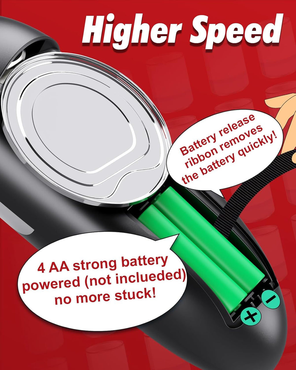 One Touch Electric Can Opener Fits All Can Sizes, Electric Can Openers for Kitchen Food Safe with Smooth Edge, Kitchen Gadgets Automatic Can Opener for Seniors, Arthritis and Chef（Black)