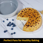 9.5 Inch Round Cake Pan Set of 2,Cast Aluminum Bakeware Ceramic Nonstick Oven and Dishwasher Safe(Beige)