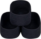 CubesLand Black Baskets Bins for Organizing,Small Woven Storage Baskets for Shelves,Cute Closet Cube Bins Set 3,Baby Nursery Toys Cube Bin,Home Decor Organization Storage