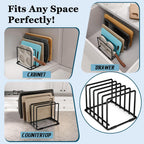 2-Pack Cutting Board Organizer, 5-Slot Steel Kitchen Storage Rack for Cutting Boards, Baking Trays, and Thin Pans - Compact Clutter-Free Solution