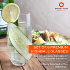 Stölzle Lausitz Crystal Highball Glasses Set of 6 (Revolution). Dishwasher Safe High Ball Glass (13.25 fl oz). Durable Tall Drinking Glasses Set of 6 - Genuine Stölzle Glassware