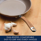 Rachael Ray Cucina Nonstick Cookware Pots and Pans Set, 12 Piece, Mushroom Brown