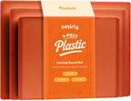 SMIRLY Plastic Cutting Board Set 3 Pieces, Non-Slip Dishwasher Safe Chopping Boards for Kitchen, Orange