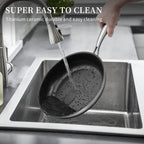 Stainless Steel Frying Pan Set, Titanium Ceramic 10” and 12” Non Stick Frying Pan Skillet Set with Lids, No Toxic Nonstick Egg Omelet Cooking Pan Set, Induction Compatible, PFAS&PTFE Free