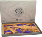 Handmade Epoxy Cutting Board & Charcuterie Board - Decorative, Olive Wood Boards for Serving Cheese, Fruit, Meat - Ideal for Kitchen, Unique Housewarming Gift - Purple Resin