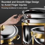 Chafing Dishes for Buffet, 4 Pack 5QT Round Stainless Steel Chafing Dish Set for Home Parties, Christmas Gatherings, Catering Events Complete Buffet Warmer Set (Golden 2)