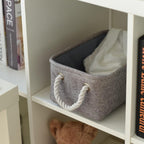 Small Fabric Storage Baskets (6-Pack), Foldable Gift Baskets with Rope Handles for Home & Office Organization